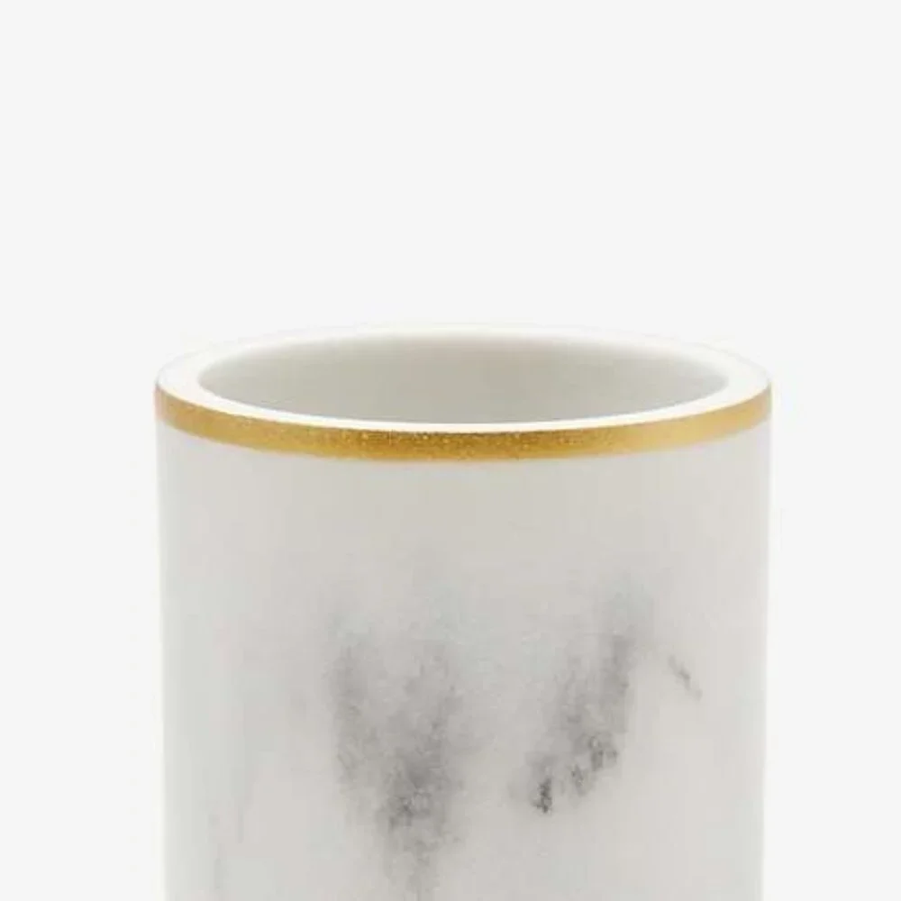 Sunday Citizen Resin Bath Set Unisex OS White Marble Gold Soap Dispenser Tumbler